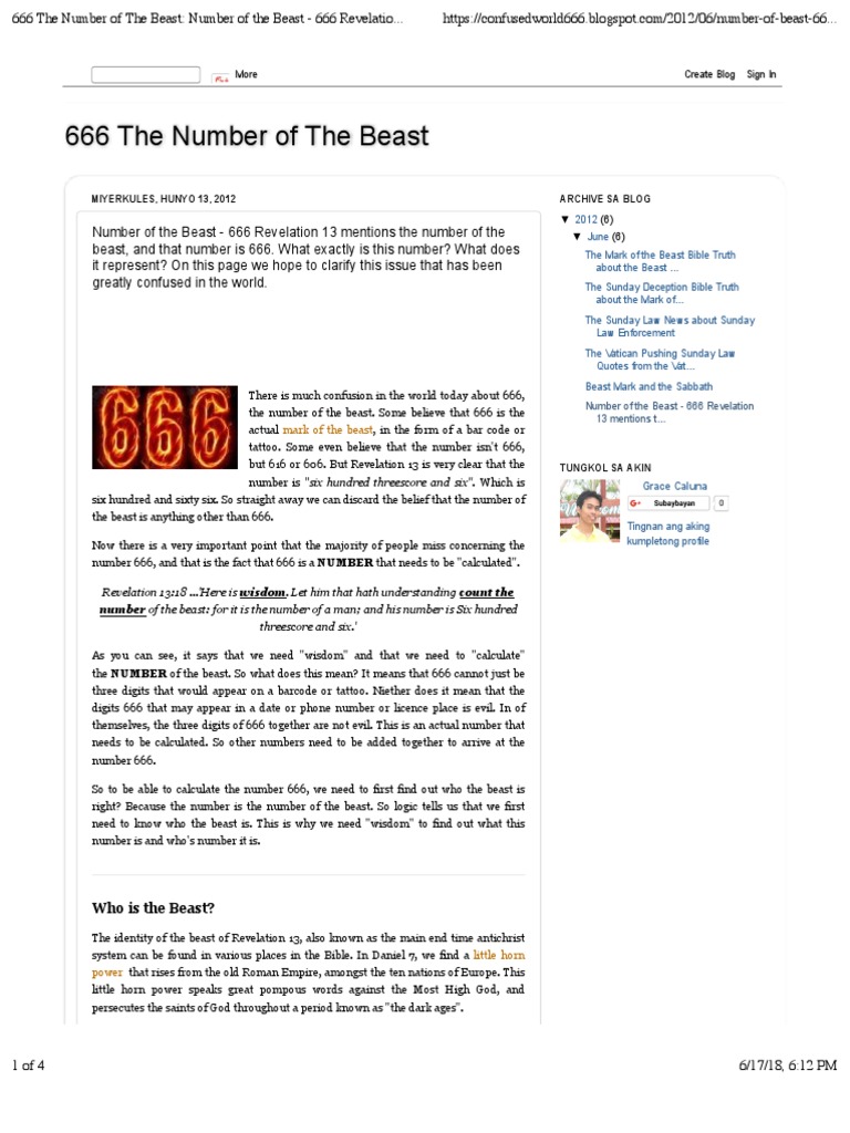Understanding the Number 666 | PDF | Number Of The Beast | The Beast ...