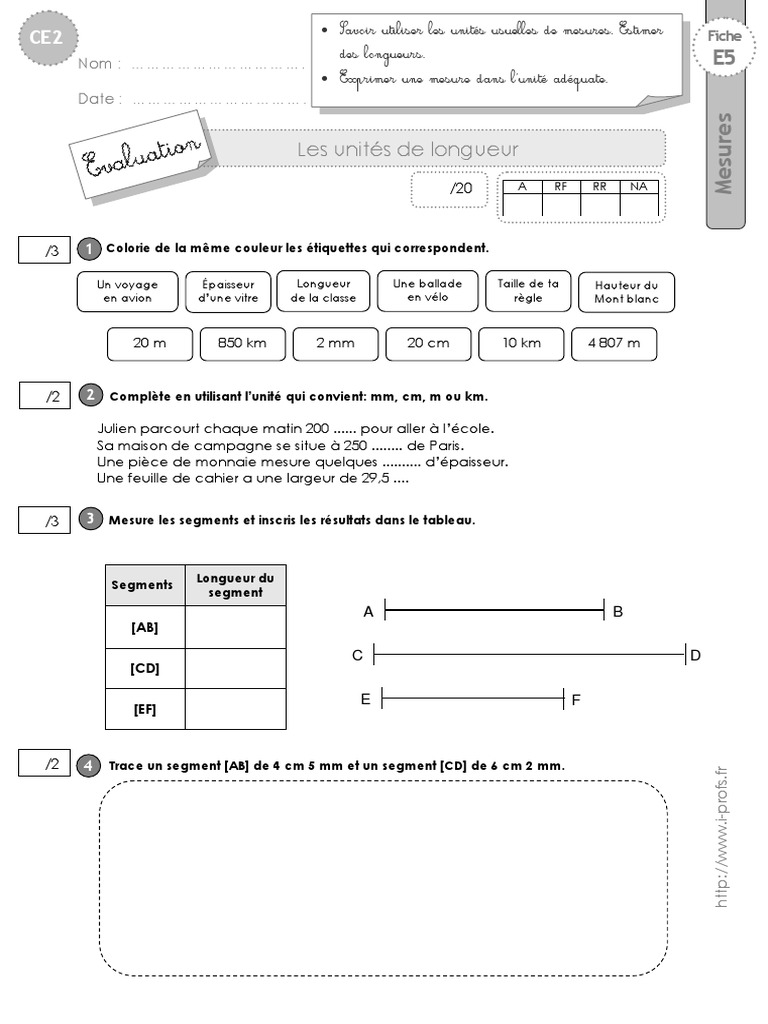 Exercice Mesures De Longueurs Cm2 Ce2 Evaluation Longueurs PDF | PDF | La nature