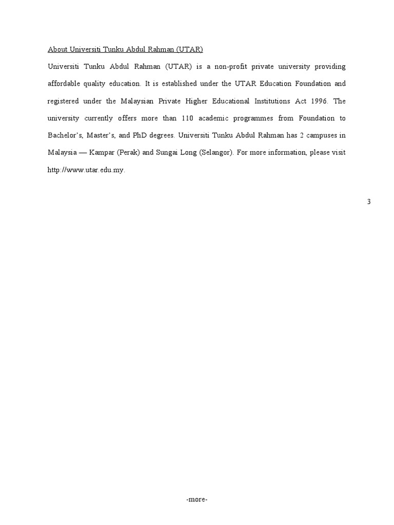 Overview of Universiti Tunku Abdul Rahman | PDF