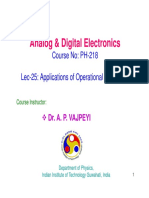 Analog & Digital Electronics: Course No: PH-218 Lec-25: Applications of Operational Amplifiers