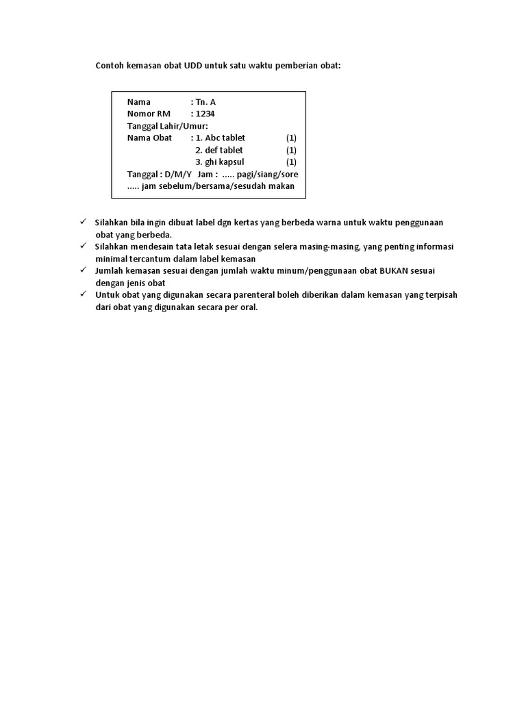 Contoh Kemasan Obat UDD | PDF