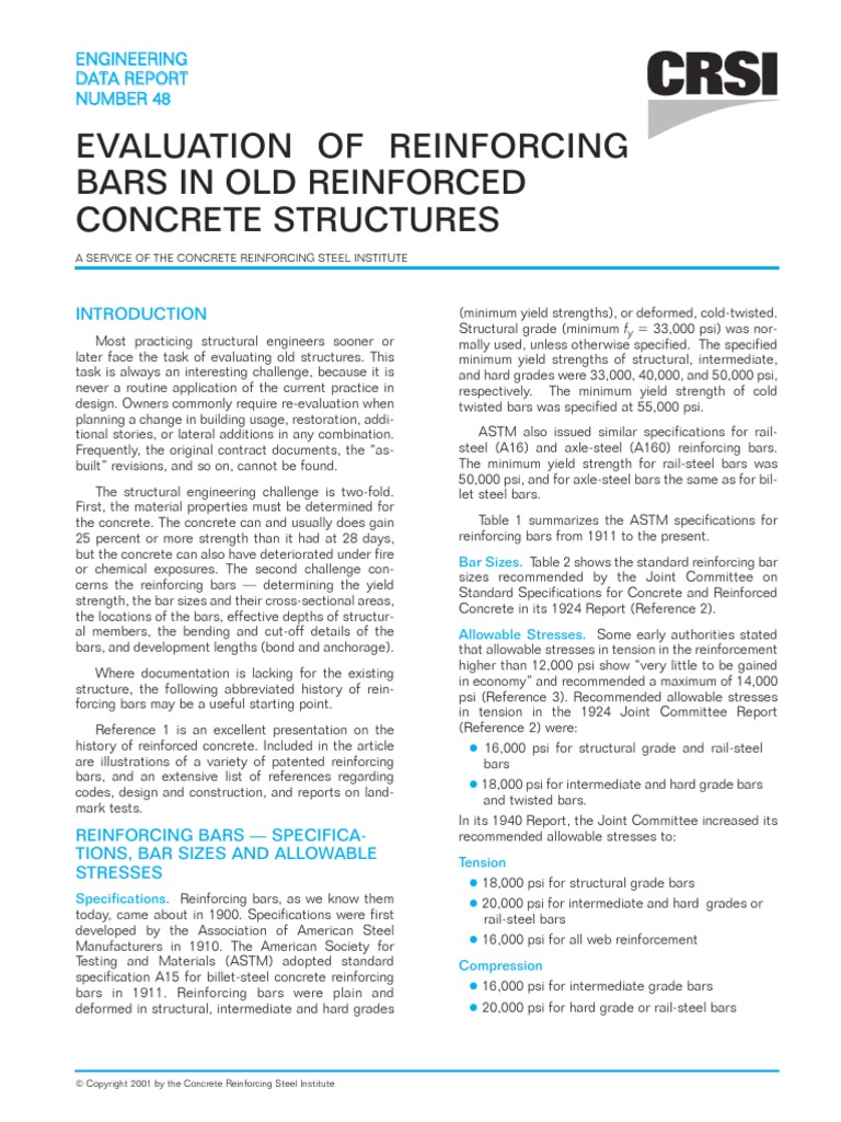 Evaluation of Reinforcing Bars in Old Reinforced Concrete Structures