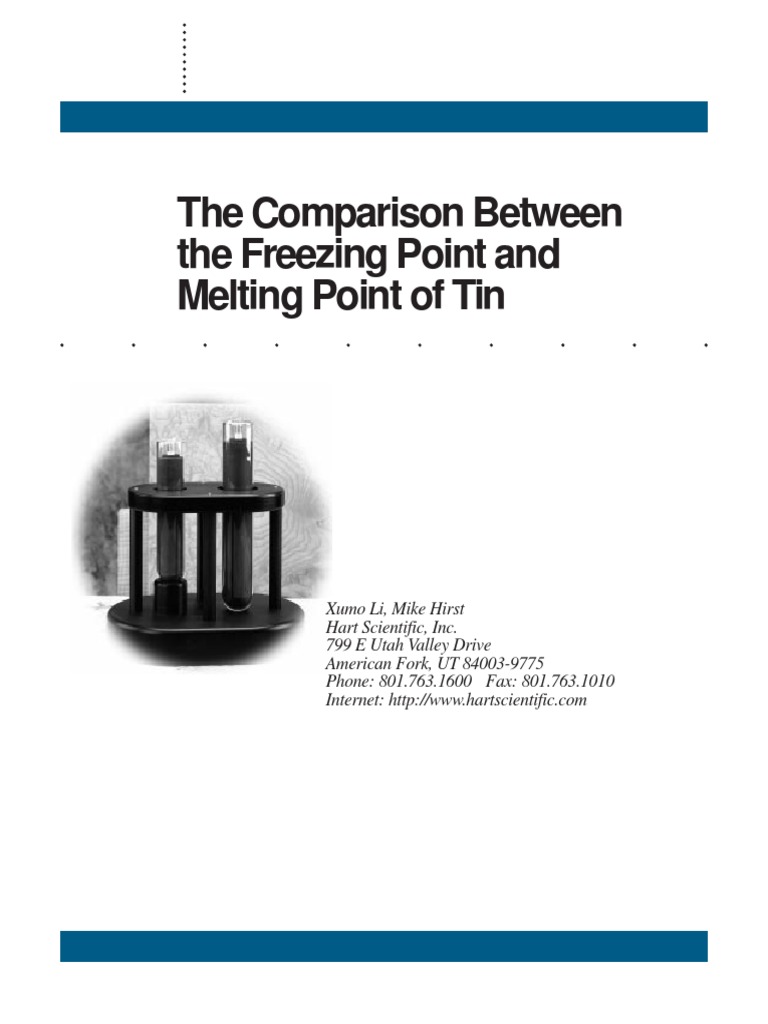 The Comparison Between The Freezing Point and Melting Point of Tin PDF Melting Point