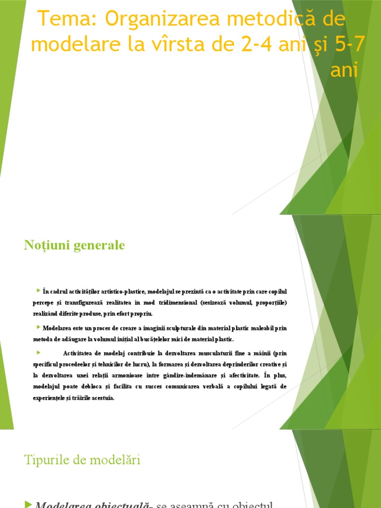 Organizarea Metodica A Activitatii de Modelare La Prescolari | PDF