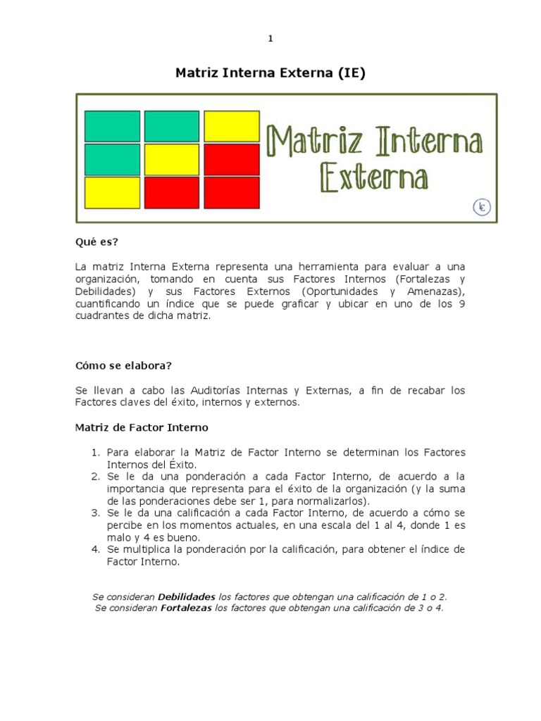 Matriz MEFI - MEFE.-MOE | PDF | Matriz (Matemáticas) | Enseñanza de ...