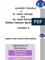 (Multivariable Calculus) : Dr. Adnan Jahangir and Ms. Nadia Rehman Online Classes Spring 2020