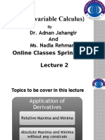 (Multivariable Calculus) : Dr. Adnan Jahangir and Ms. Nadia Rehman Online Classes Spring 2020