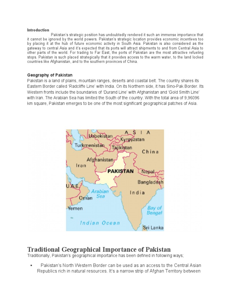 Geographic Importance of Pakistan | PDF | Pakistan | Central Asia