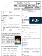 Lista de exercícios de matemática com 10 questões