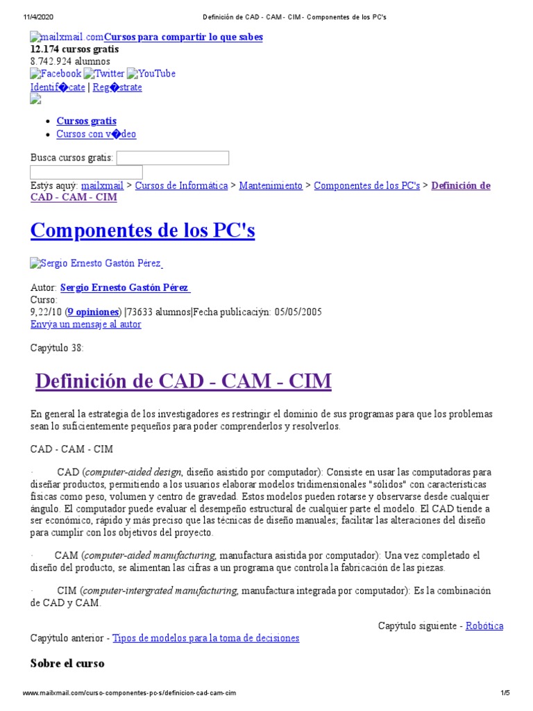 Definición de CAD, CAM y CIM | PDF | Hardware de la computadora ...
