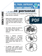 Ficha de Aseo Personal para Segundo de Primaria