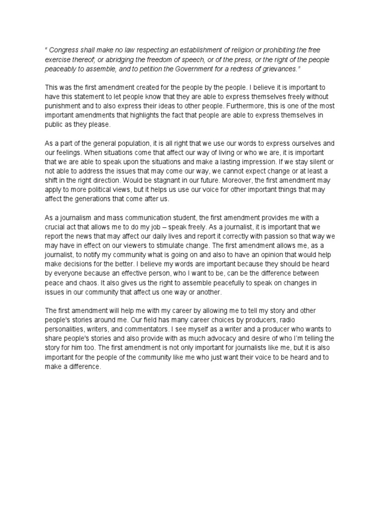 First Amendment's Impact on Free Speech | PDF | First Amendment To The ...