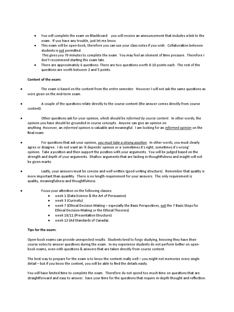 Final Exam Details and Expectations | PDF | Test (Assessment ...
