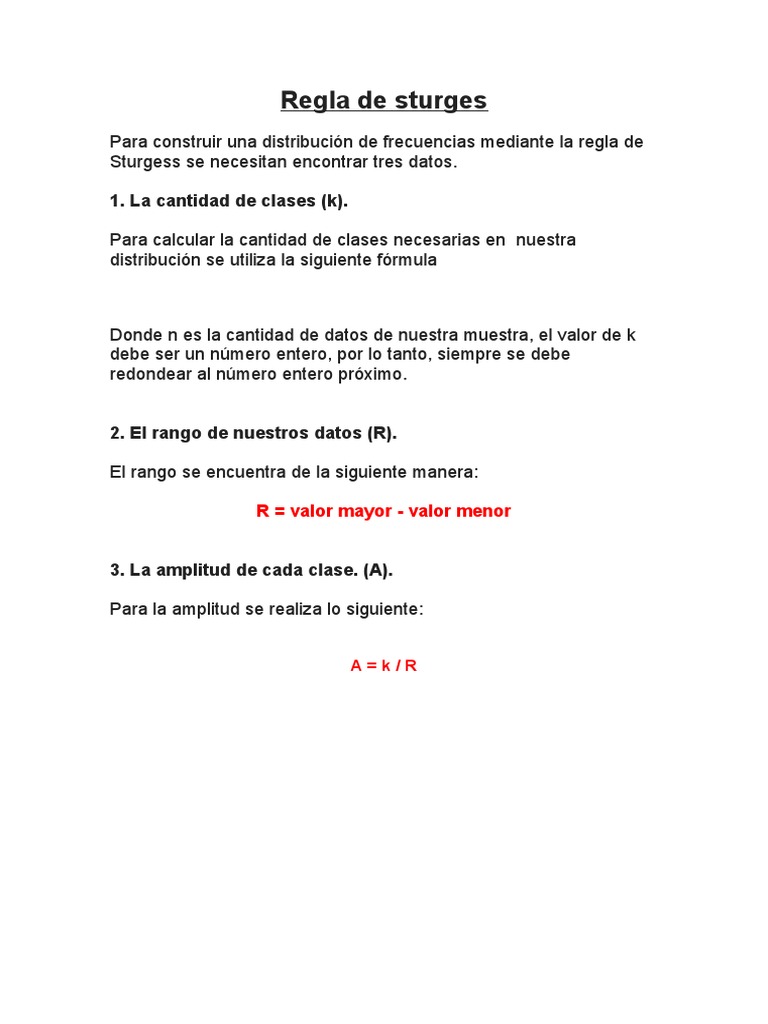 Aplicación de la Regla de Sturges | PDF