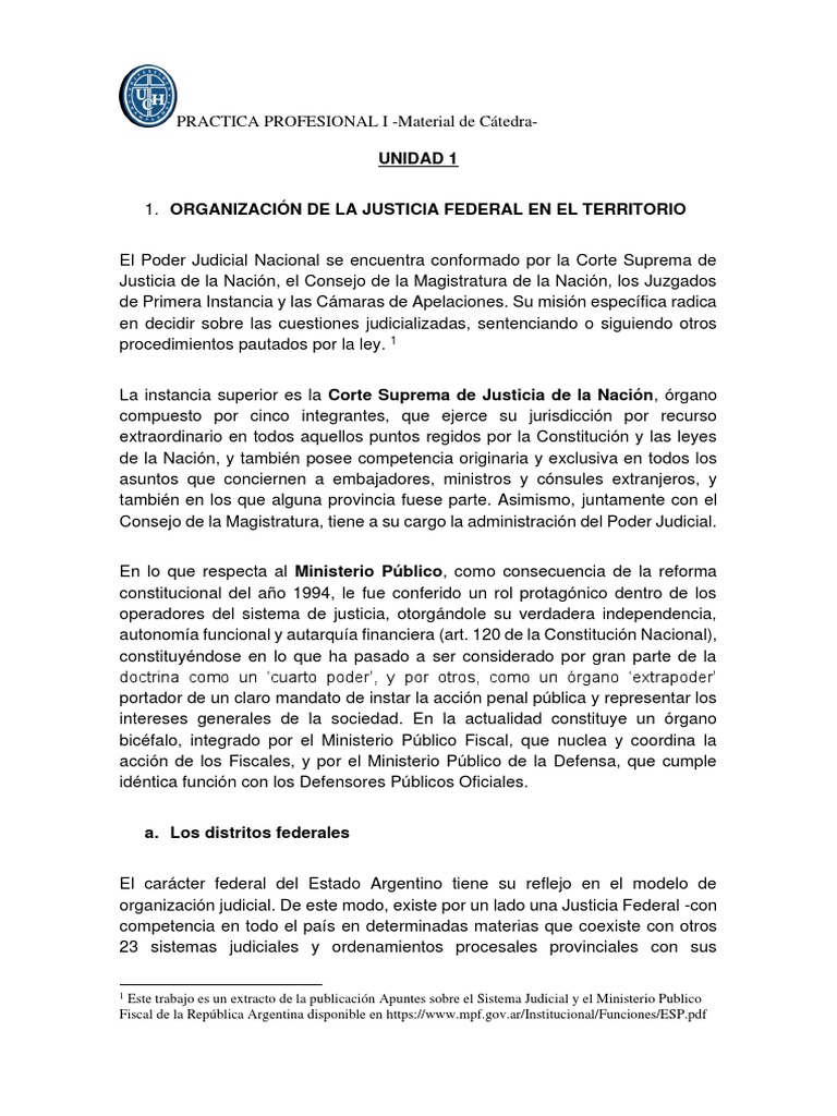 Organizacion de La Justicia Federal en El Territorio Argentino | PDF ...