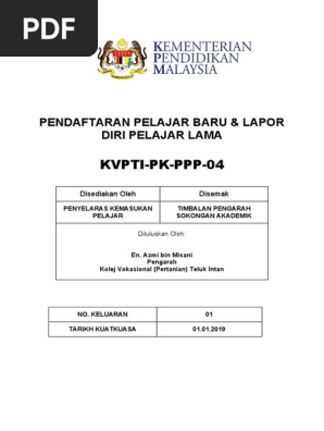 Kvkpm Pk Sa 01 Pendaftaran Pelajar Pdf