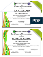 Ray A. Abelada: Certificate of Recognition