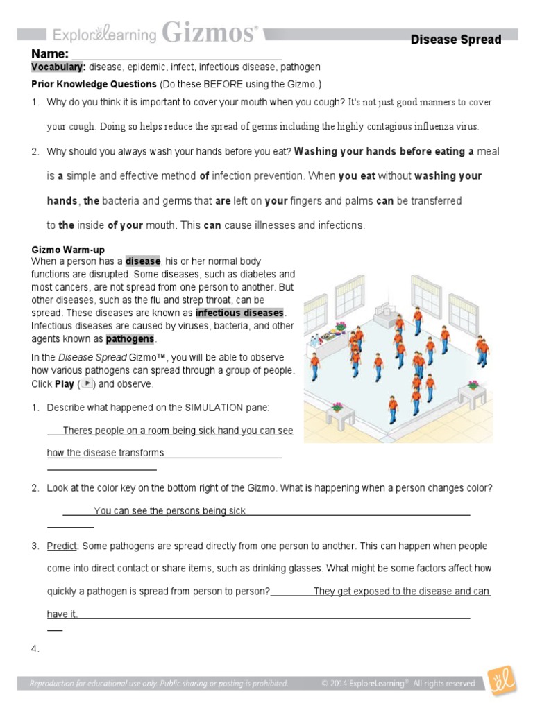 Disease Spread Gizmo Handout PDF Pathogen Infection