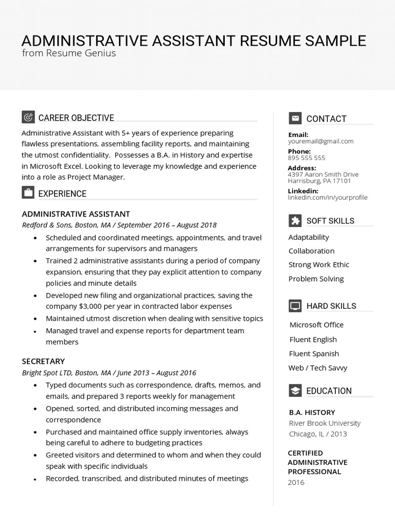Administrative Assistant Resume Sample | PDF | Business