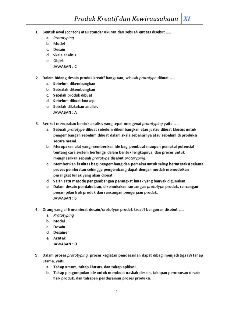 Soal Dan Jawaban Prototype Dunia Sekolah ID