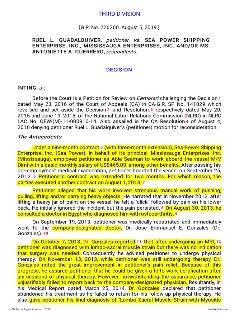 Petitioner vs. vs. Respondents: Third Division | PDF | Disability ...