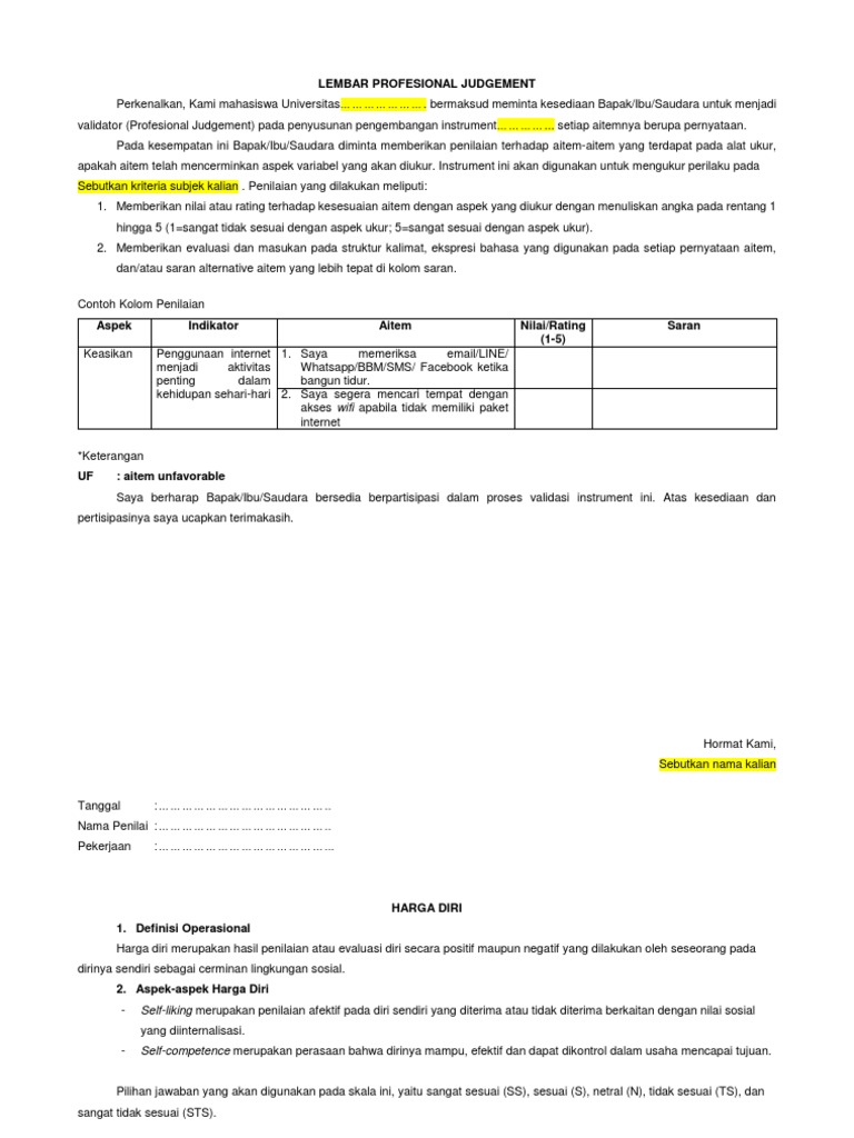 Contoh Lembar Profesional Judgement | PDF