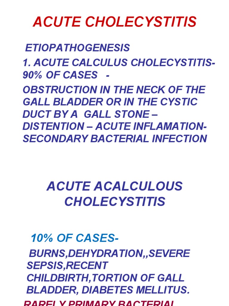 Acute Cholecystitis: Etiopathogenesis | PDF | Gallbladder | Bile