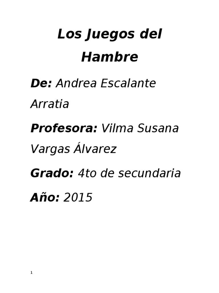 The Hunger Games Resúmen | PDF, image size:768x1024