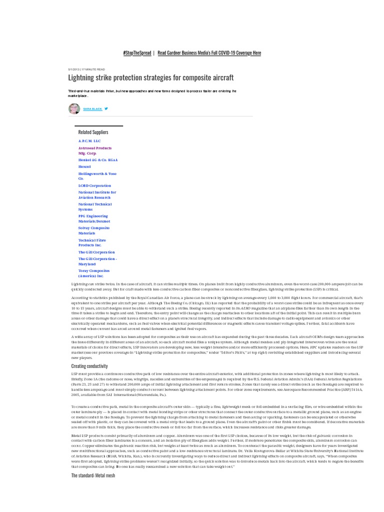 Lightning Strike Protection Strategies For Composite Aircraft ...