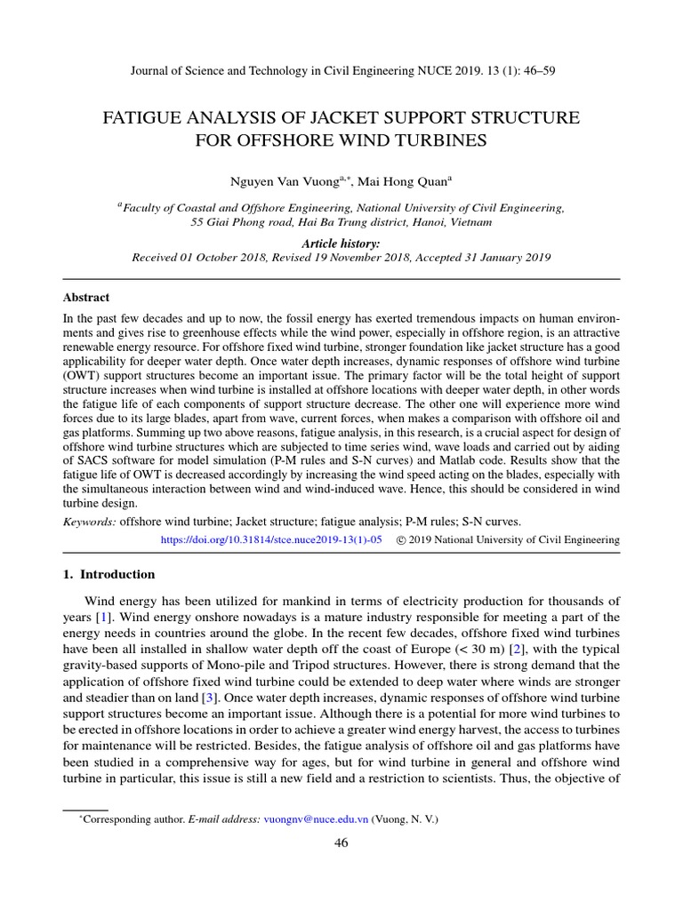 Fatigue Analysis of Jacket Support Structure For Offshore Wind Turbines ...