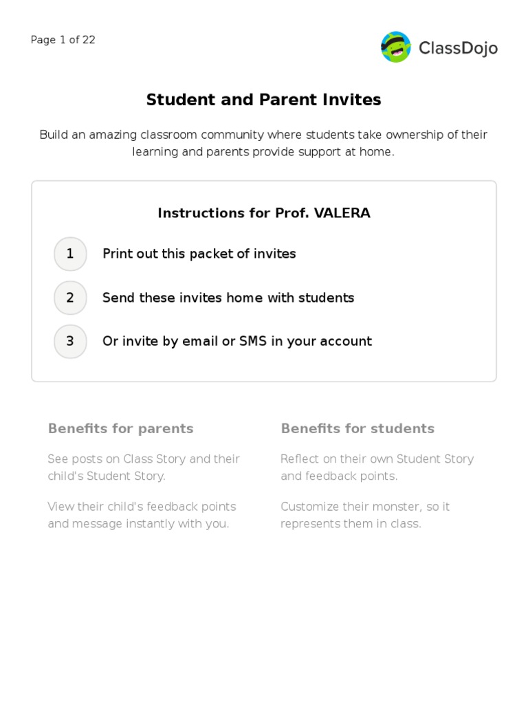 ClassDojo Invitation Guide for Parents | PDF | Business