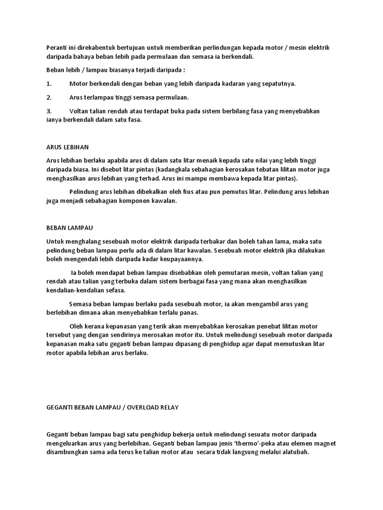 Peranti Ini Direkabentuk Bertujuan Untuk Memberikan Perlindungan Kepada Motor Pdf