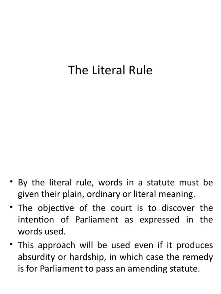 Literal Rule PDF Plain Meaning Rule Prosecutor