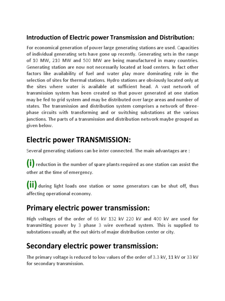 Introduction of Electric Power Transmission and Distribution | PDF ...