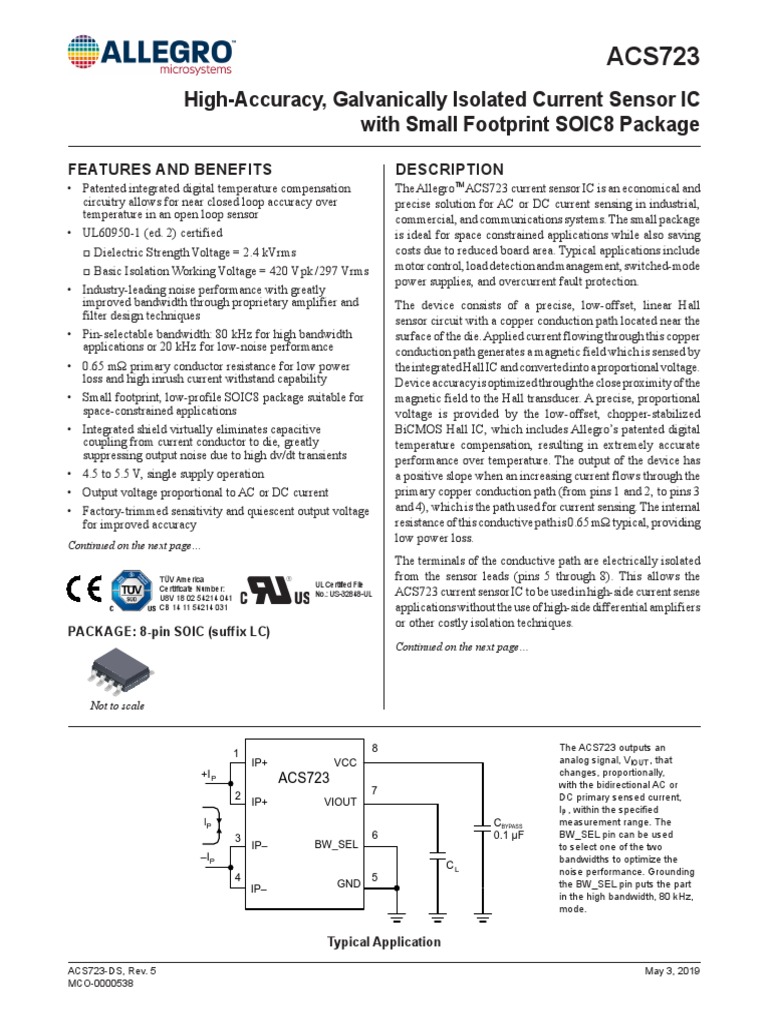 ACS723 Datasheet PDF PDF Sensor Amplifier