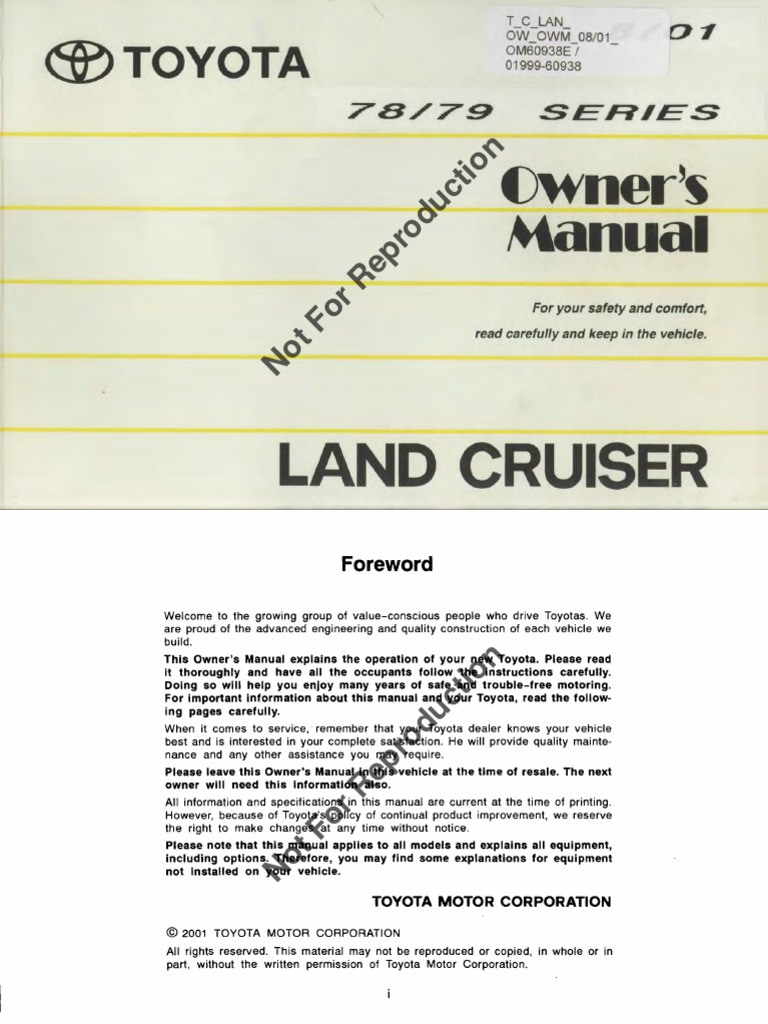 2018 TOYOTA LAND CRUISER 79 SERIES OWNERS MANUAL PDF intelligence overview