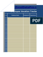 Employee Vacation Tracker: Employee Name Employee ID Department