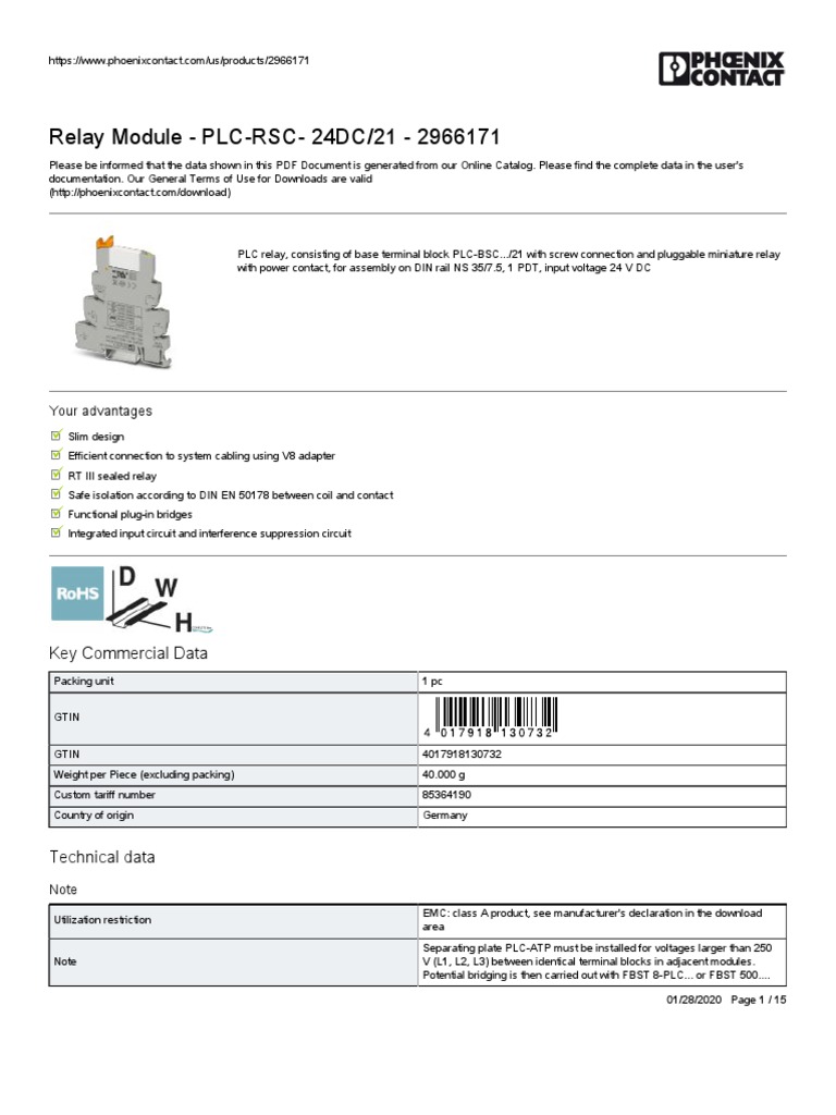 Phoneix Contact Relay Alternating Current Free 30 Day