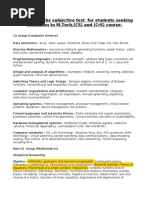 Syllabus For The Subjective Test For Students Seeking Admission To M.Tech. (CS) and (CRS) Course