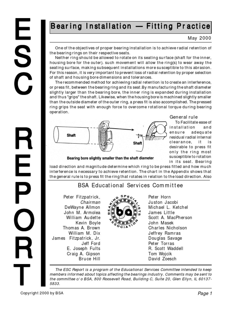 Bearing Installation Fitting PDF | PDF | Engineering Tolerance ...