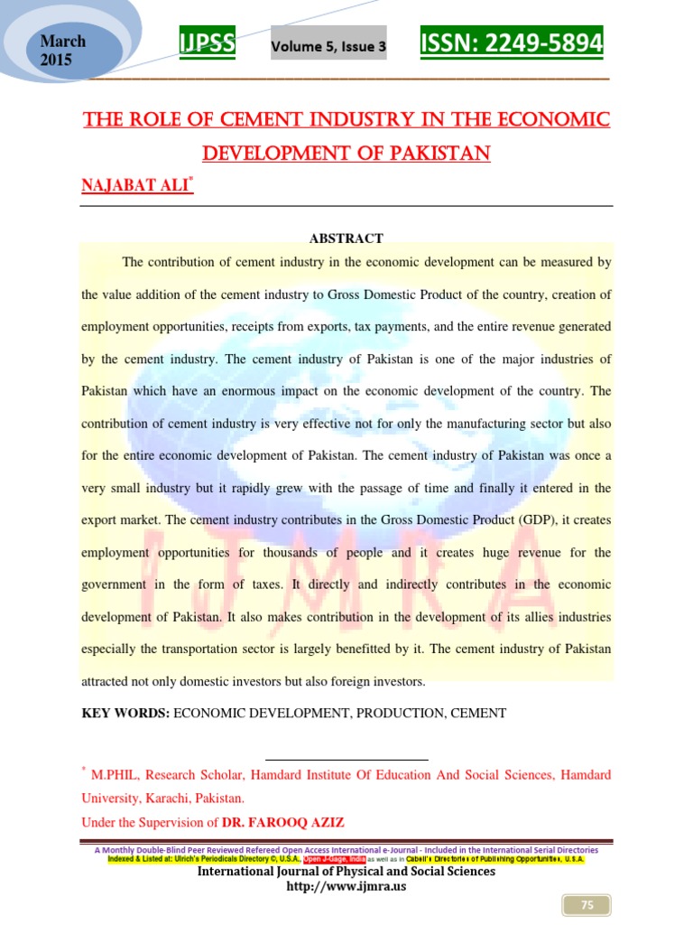 The Role of Cement Industry in The Econo PDF PDF Open Access Pakistan