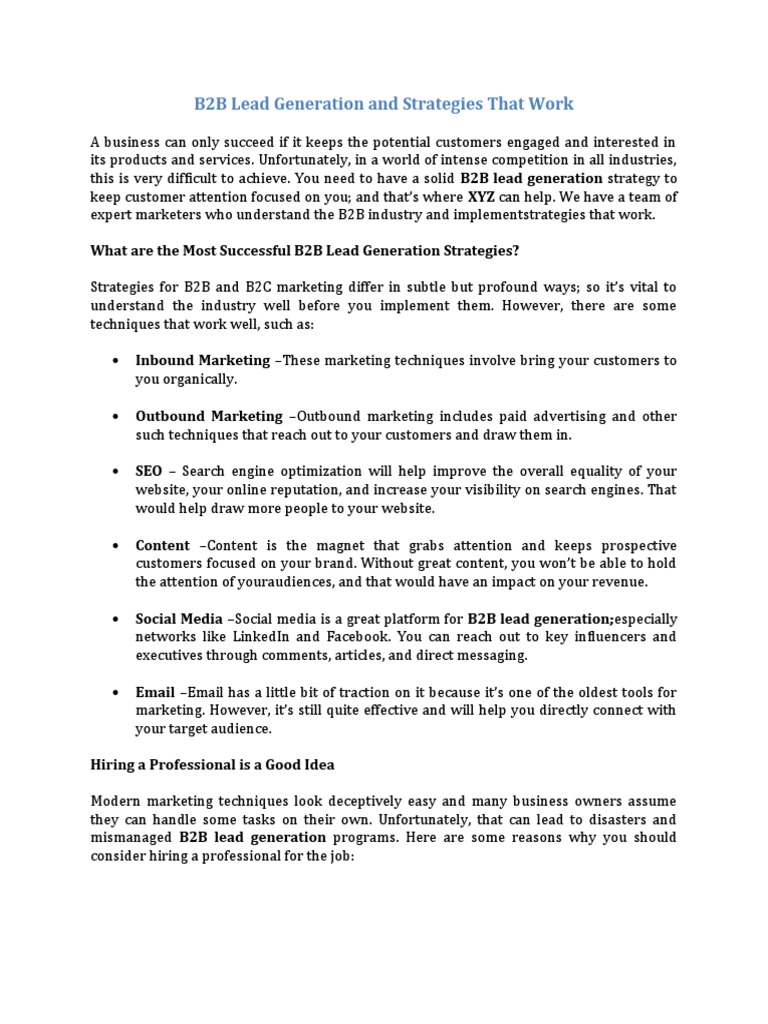 Effective B2B Lead Generation Strategies | PDF | Marketing ...