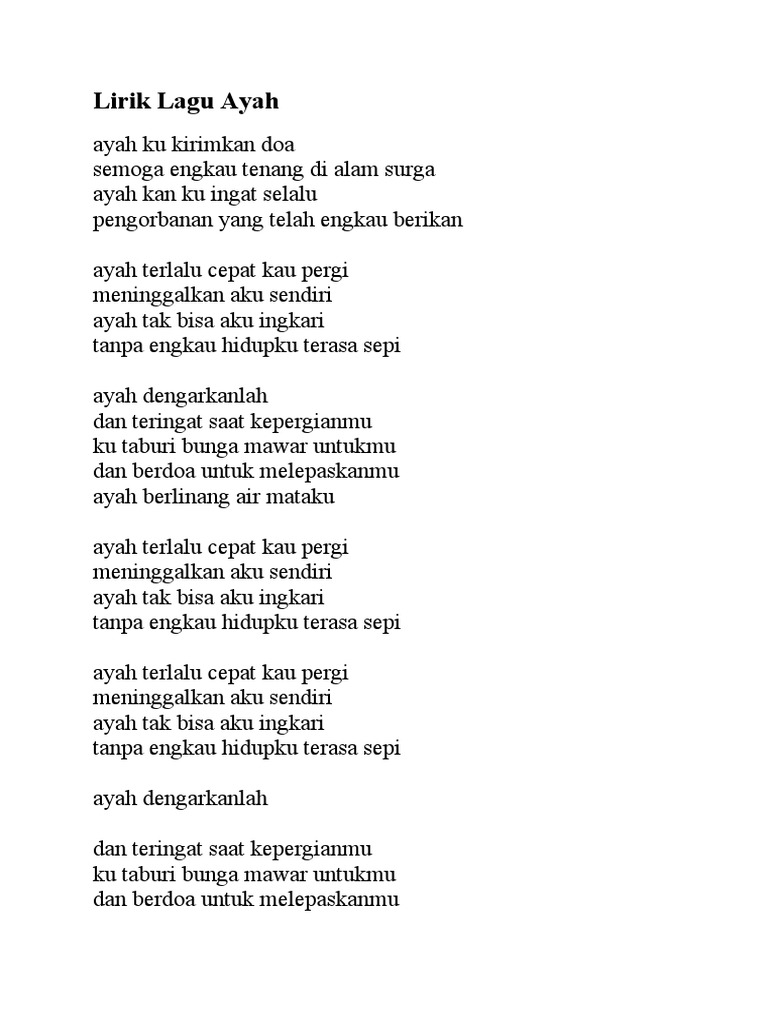 Lirik Lagu Ayah | PDF | Agama & Spiritualitas | Puisi