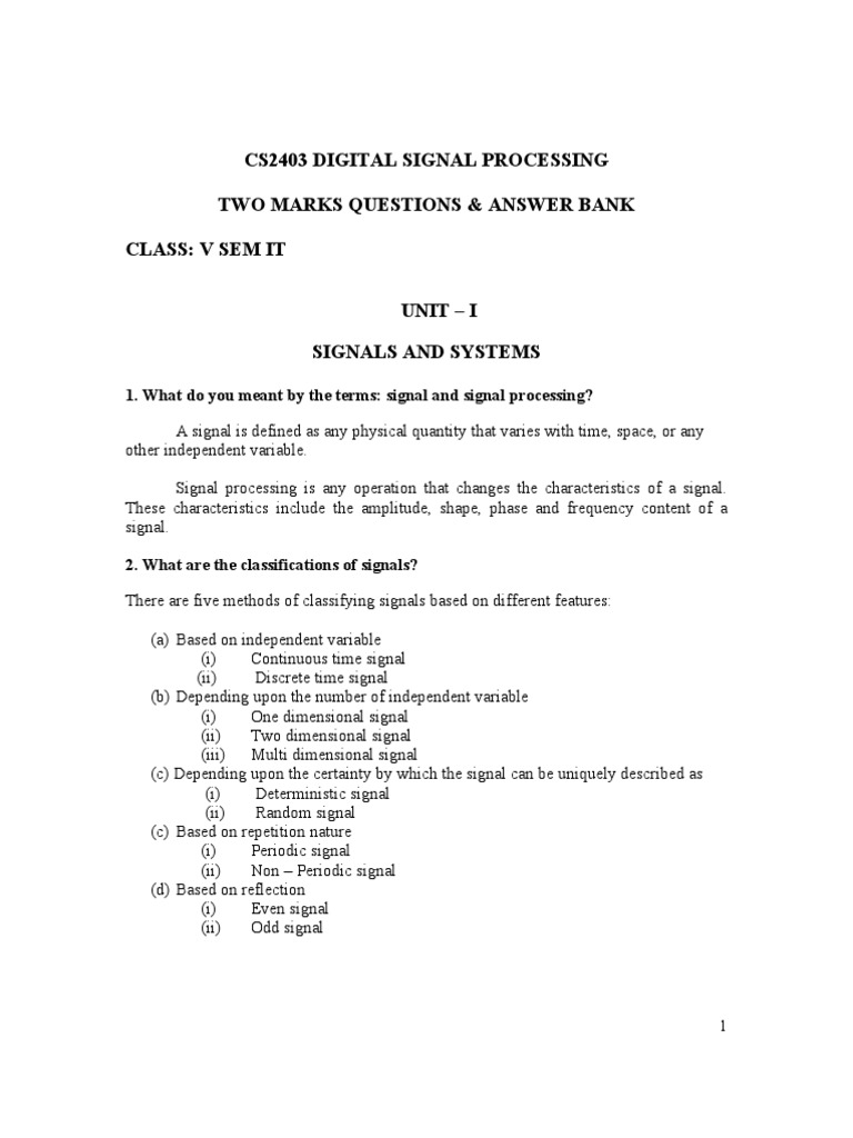 IT1252 DSP (5th Sem) PDF Analog To Digital Converter Fast Fourier