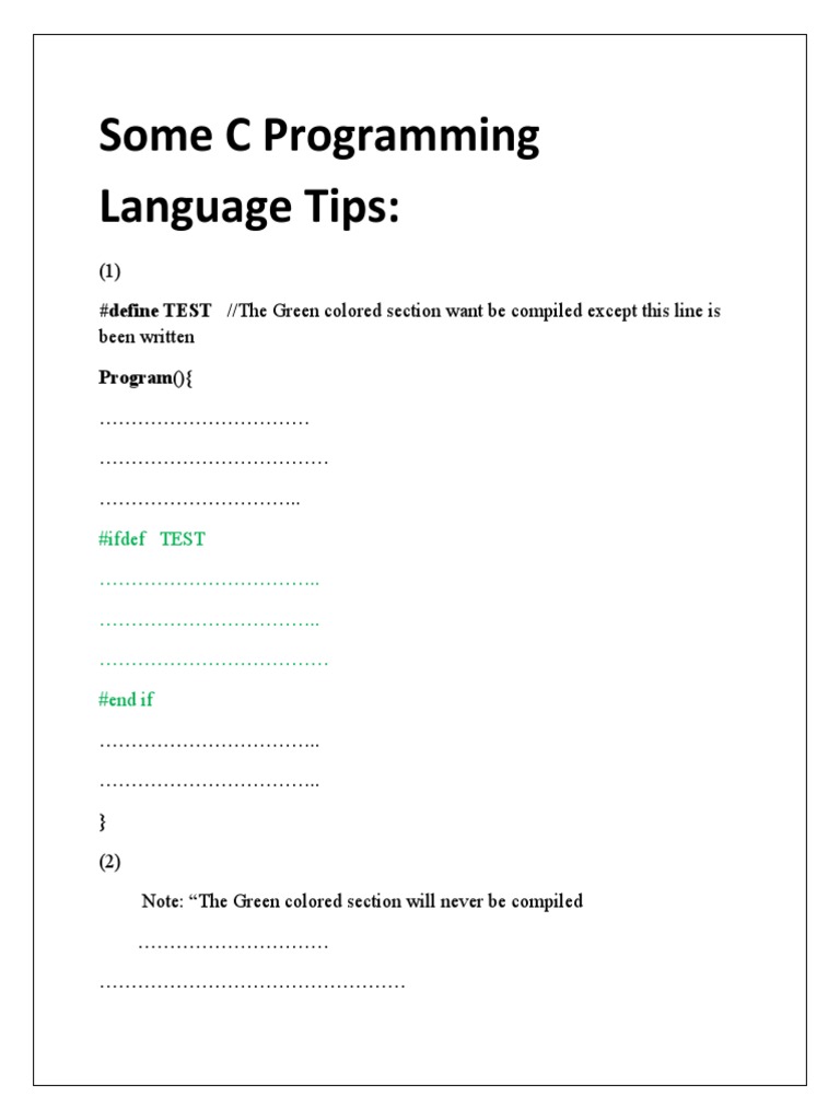 Some C Programming Language Tips - Doc (Repaired) | Download Free PDF ...