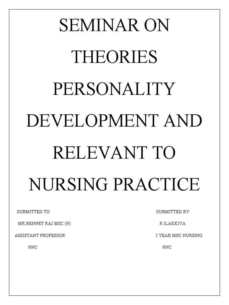 Theories of Personality in Nursing | PDF | Id | Schema (Psychology)
