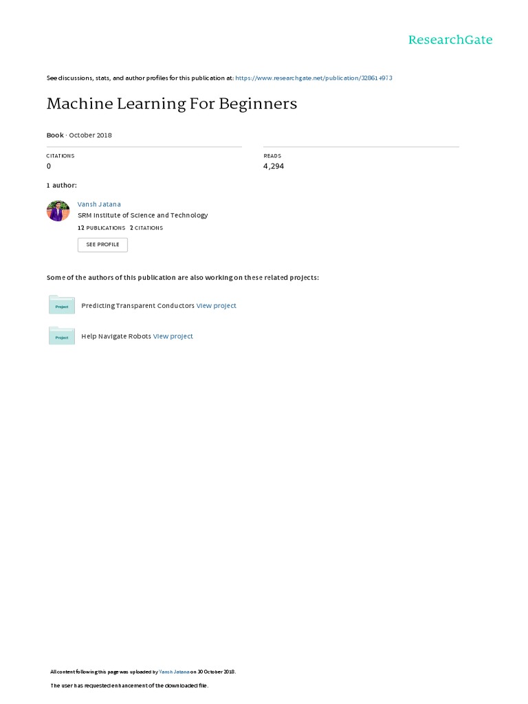 Machine Learning For Beginners | PDF | Machine Learning | Cluster Analysis