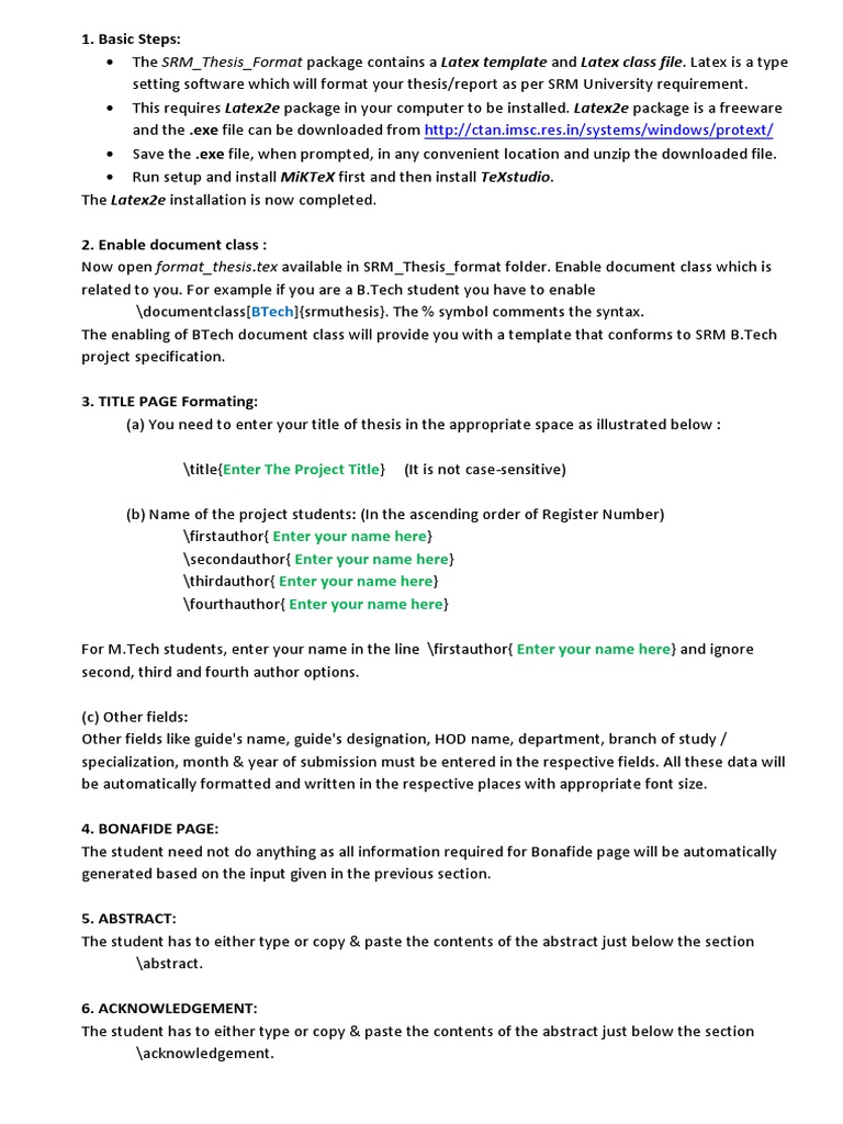 SRM Thesis Report Formatting Guide | PDF | Software | Computing