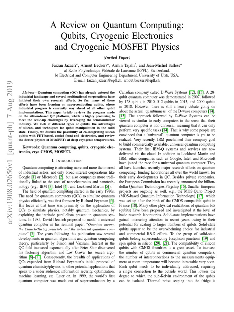 Quantum Computing: A Silicon Review | PDF | Quantum Computing | Quantum ...