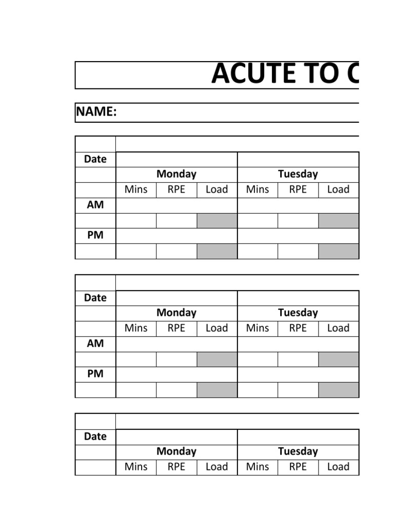 Acute To Chronic Workload Ratio (Acwr) : Name | PDF | Sports | Leisure